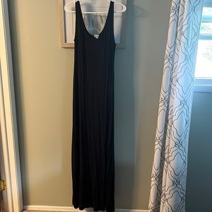 Long black tank maxi dress size L USED